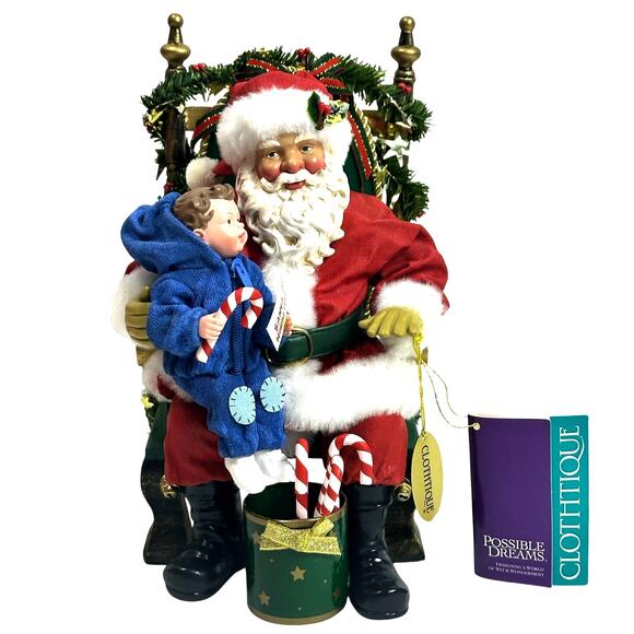 Clothtique Possible Dreams 2000 “I’ve Been Good” 713357 Santa & Child Excellent